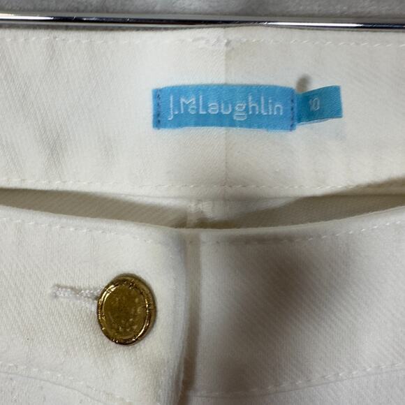 J McLaughlin Jeans Size 10 White Tapered Leg Gold Buttons 5 Pocket - Picture 4 of 13